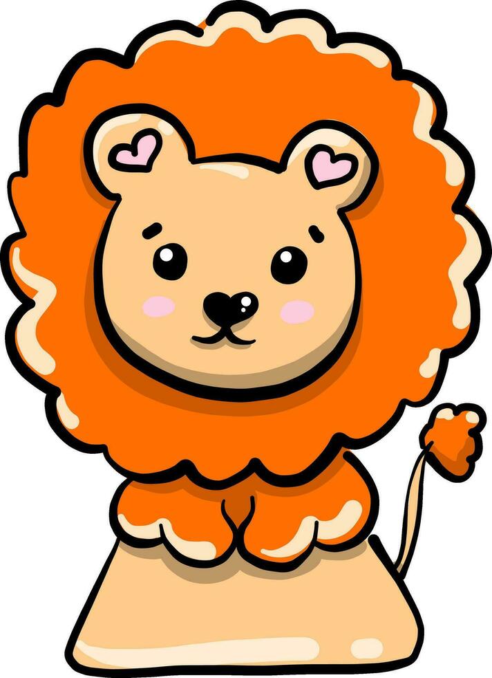 Cute baby lion, illustration, vector on white background