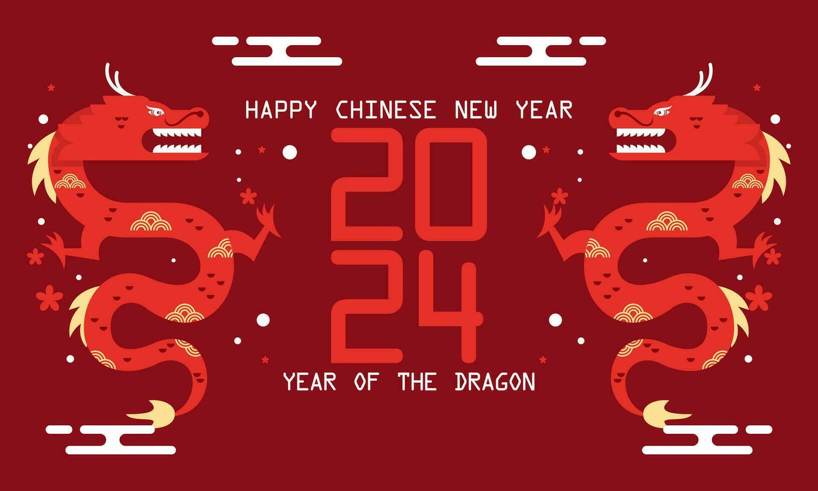contento lunar nuevo año chino nuevo año 2024 año de el continuar zodíaco plano diseño ilustración vector