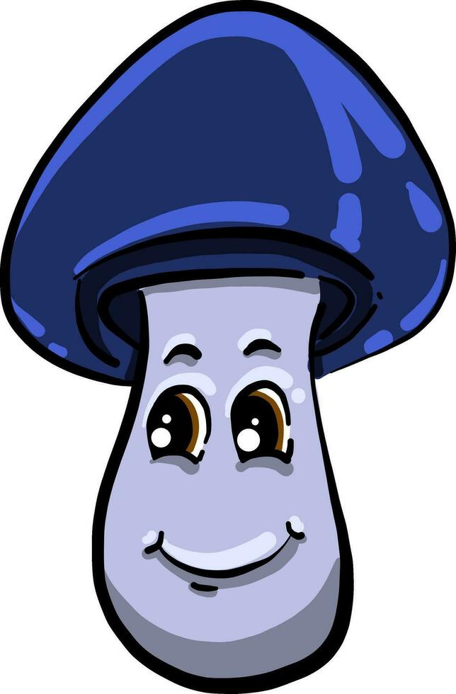 Blue mushroom, illustration, vector on white background