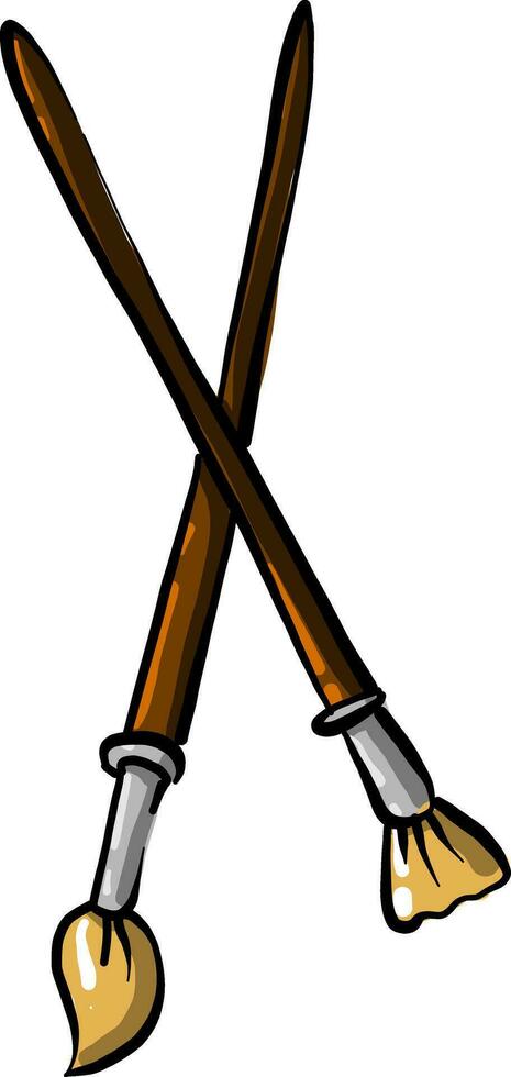 Two brushes, illustration, vector on white background