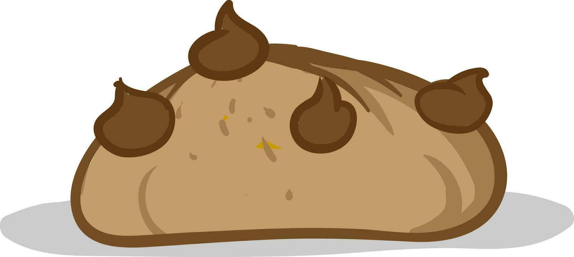 galleta con chispas de chocolate, ilustración, vector sobre fondo blanco.