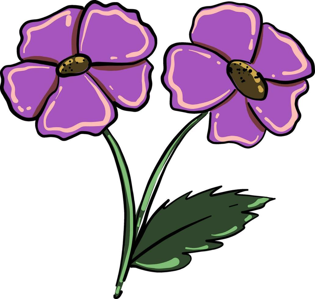 flor morada, ilustración, vector sobre fondo blanco