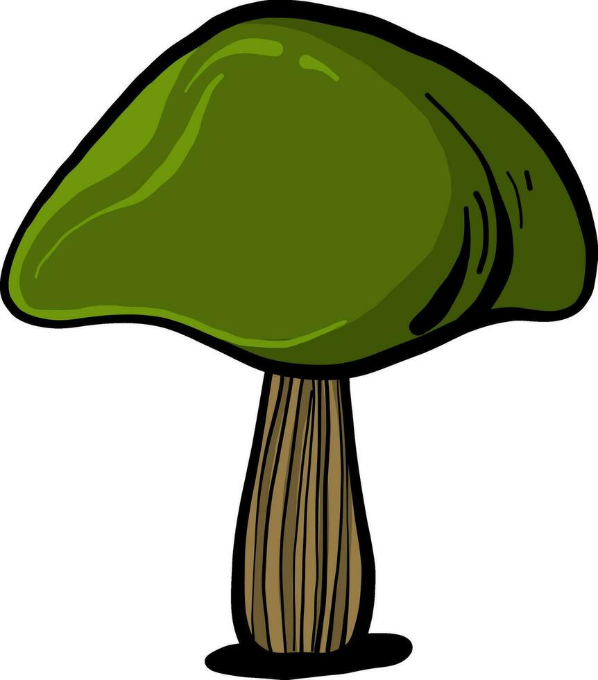 Green mushroom, illustration, vector on white background