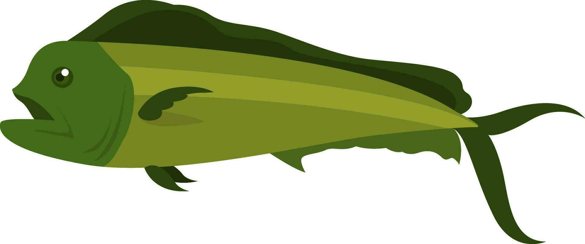 Green long fish, illustration, vector on white background