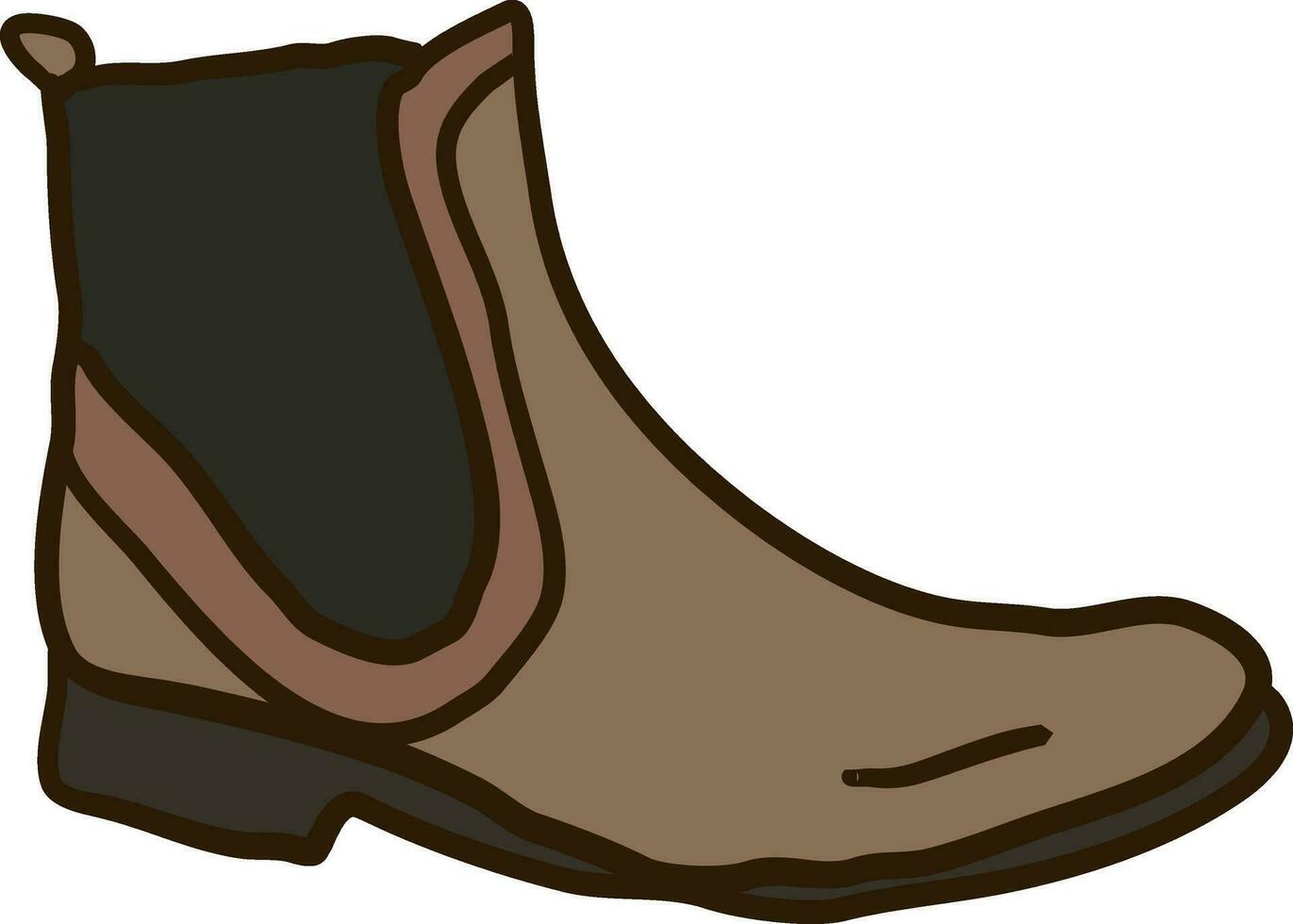 Brown mans boot, illustration, vector on white background.