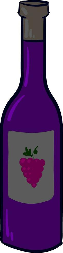 Purple wine bottle, illustration, vector on white background