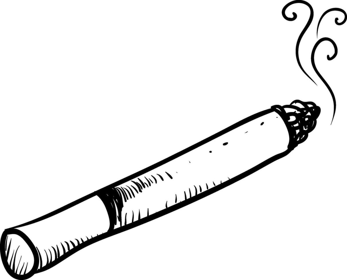 Cigarette drawing, illustration, vector on white background.