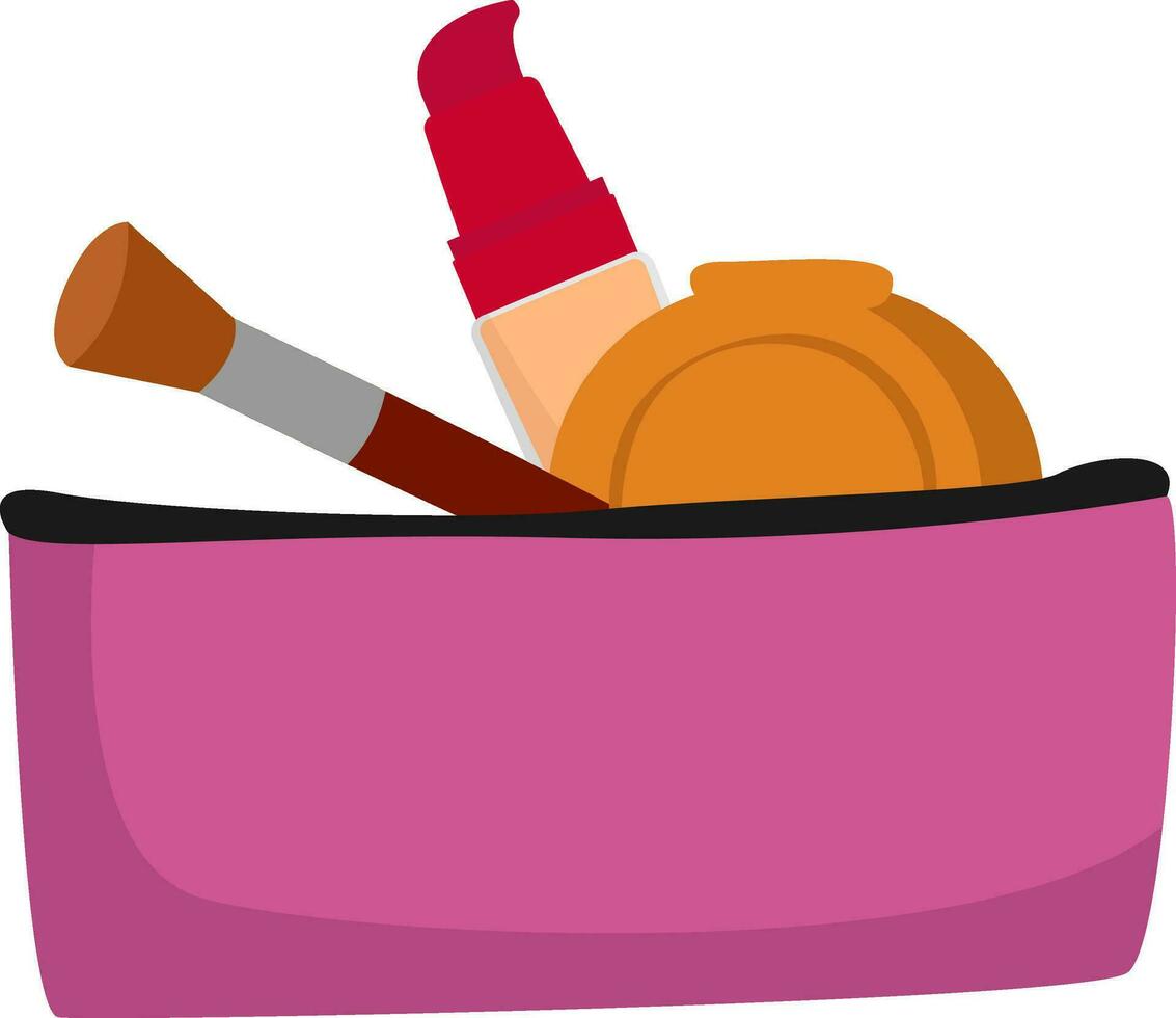 Comsetic bag, illustration, vector on white background.