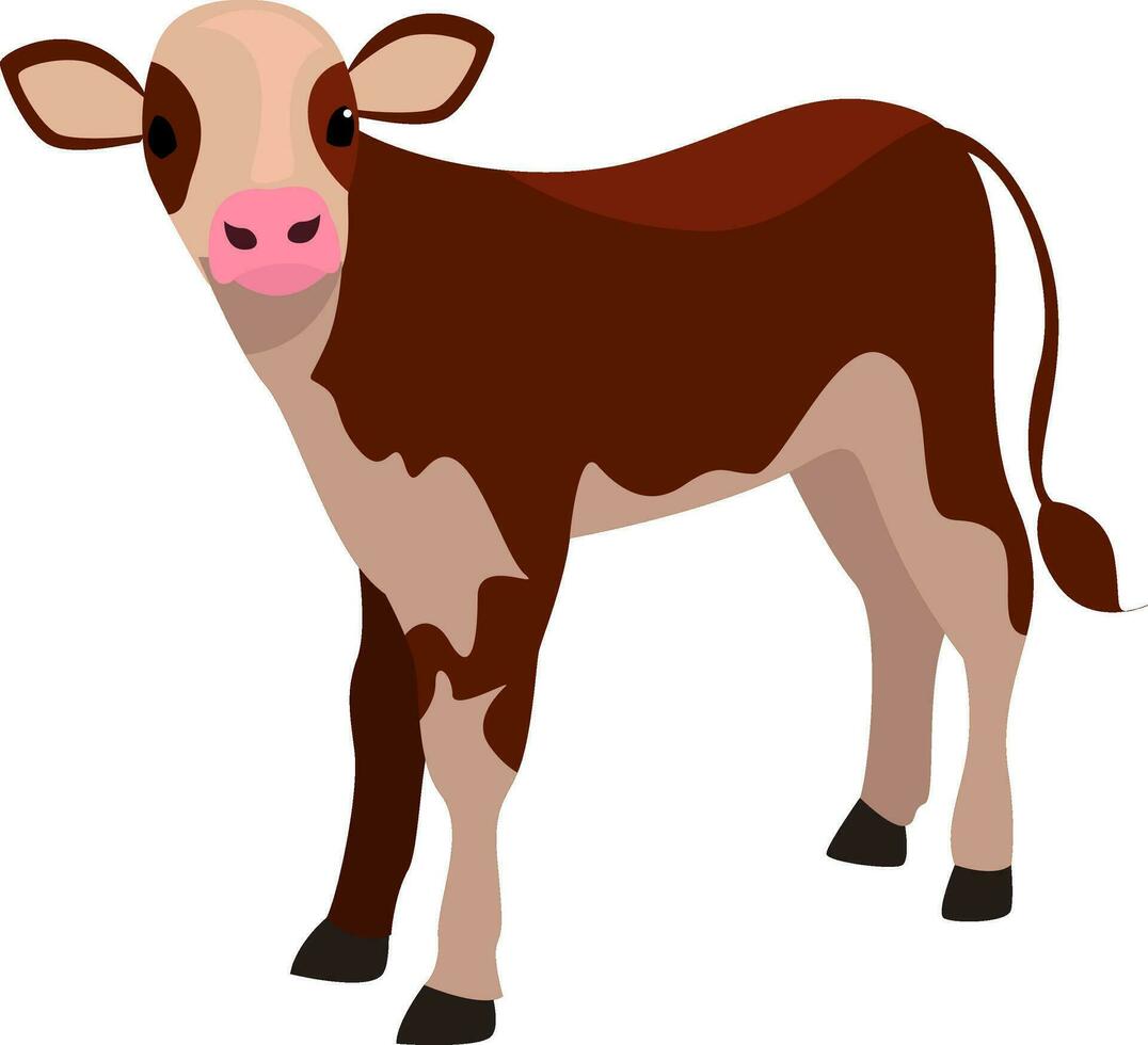 Brown calf, illustration, vector on white background