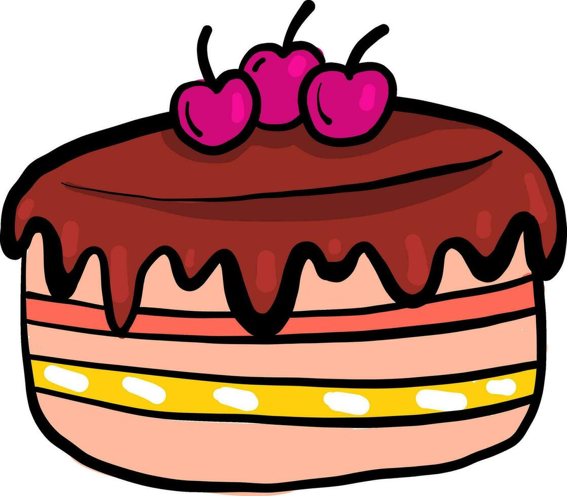 Cherry cake, illustration, vector on white background