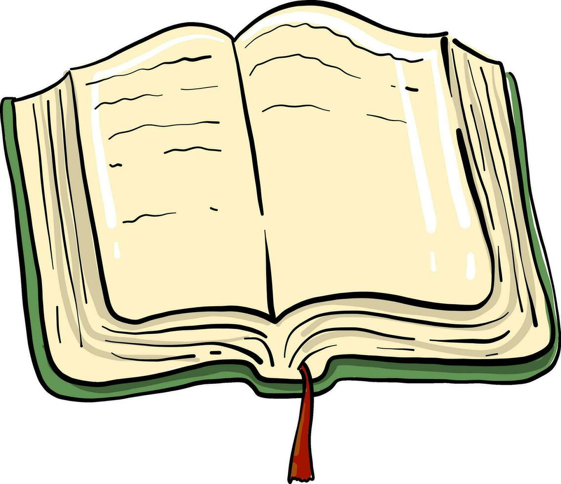 Green book, illustration, vector on white background