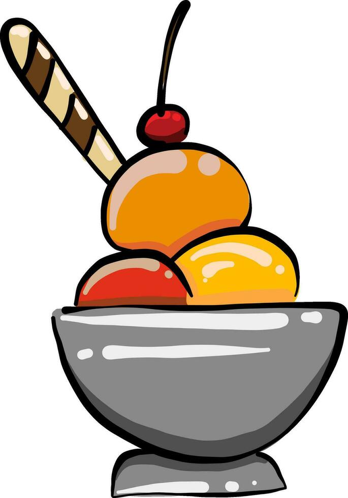 Cherry ice cream, illustration, vector on white background