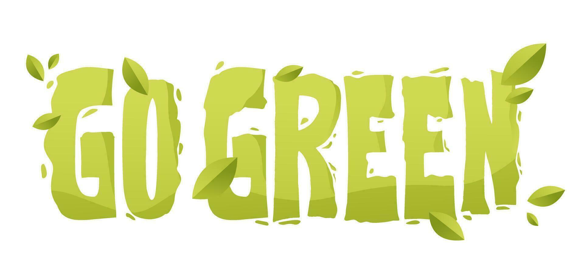 citar Vamos verde, hecho desde césped y hojas. ecología concepto. dibujos animados vector ilustración.