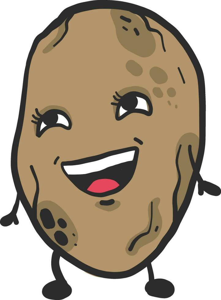 Laughing potato, illustration, vector on white background