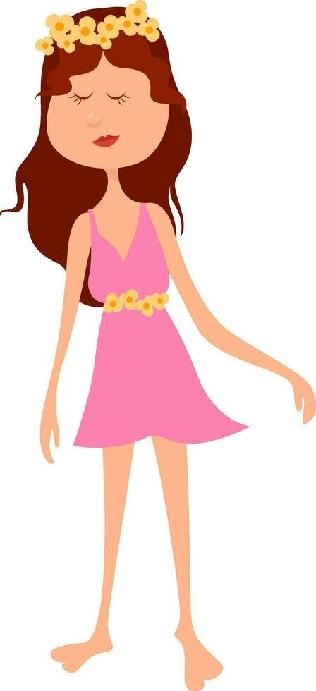 Beautiful long haired girl, illustration, vector on white background