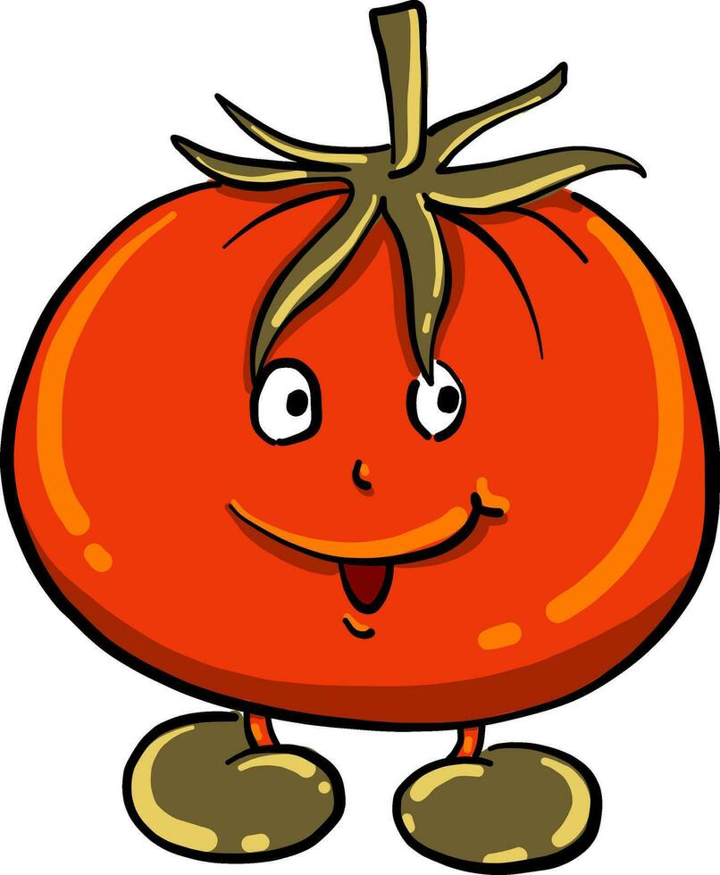 Happy red tomato, illustration, vector on white background