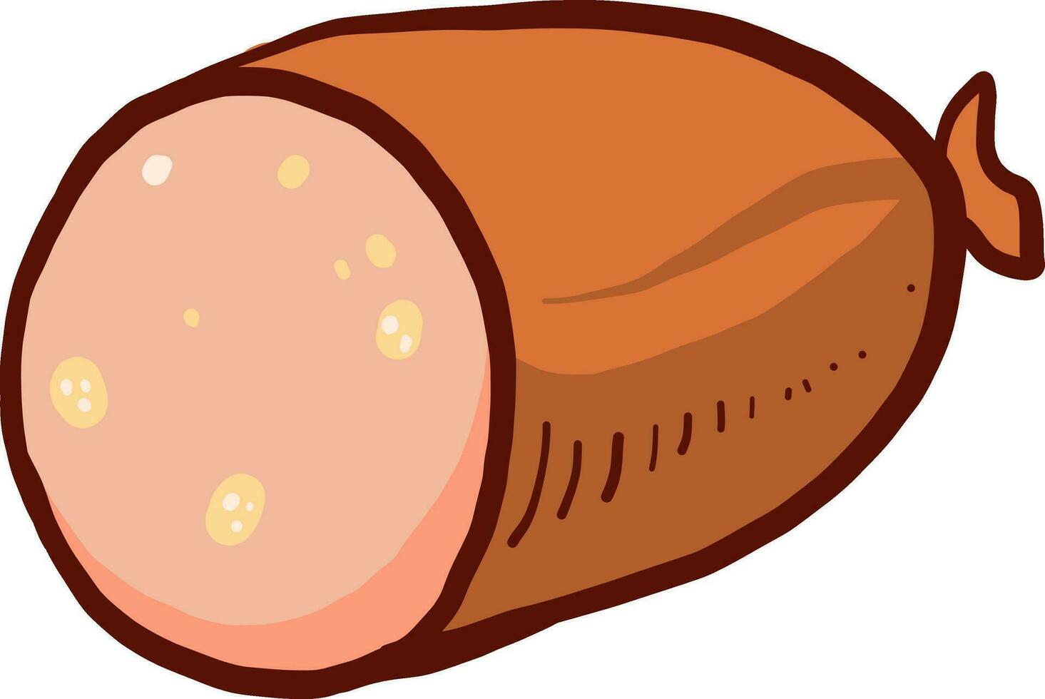 Small piece of sausage, illustration, vector on white background