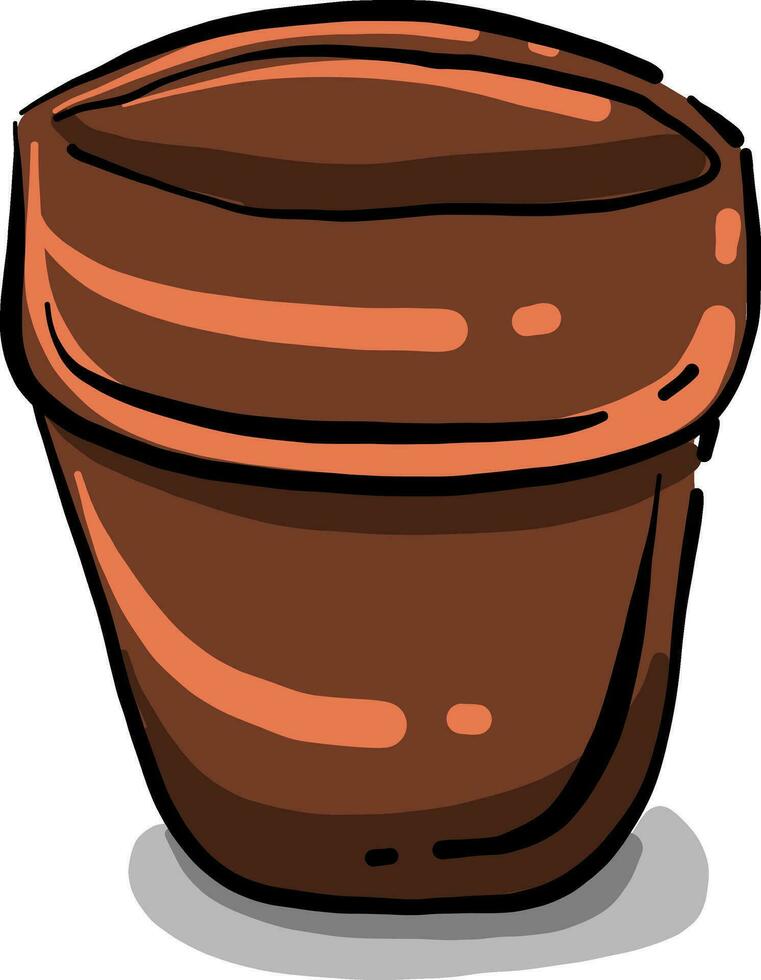 Brown flower pot, illustration, vector on white background