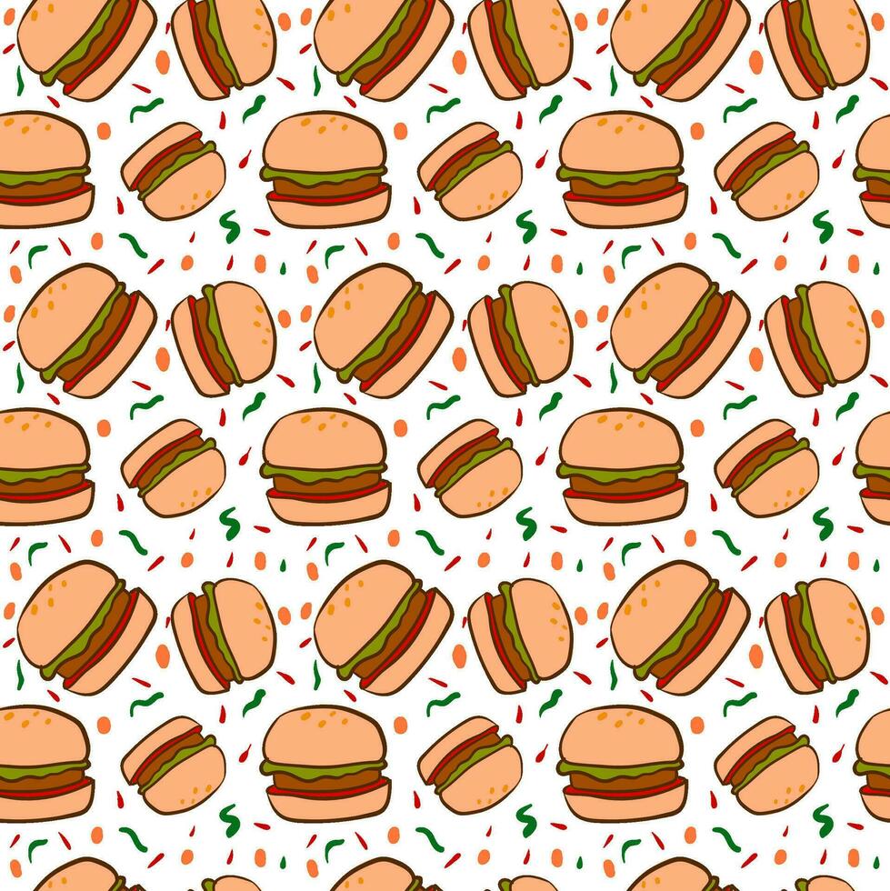 Burgers wallpaper, illustration, vector on white background.