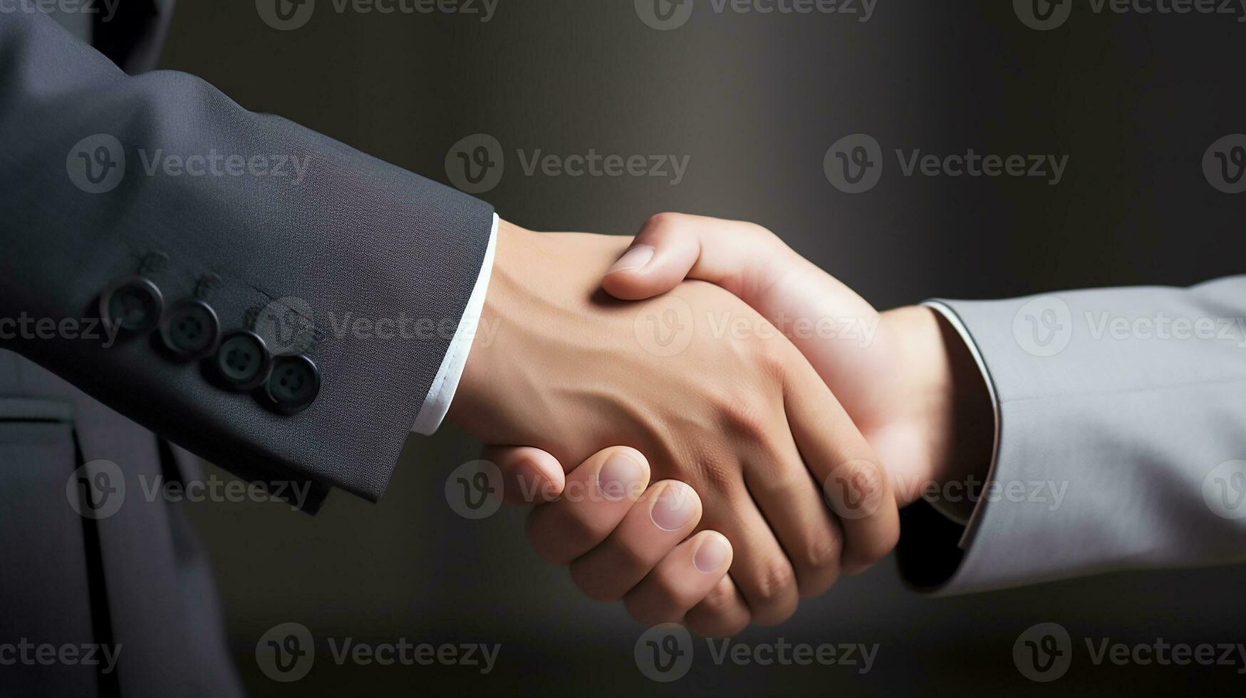 AI generated Handshake between two businessmen signifies successful agreement. Generative AI photo