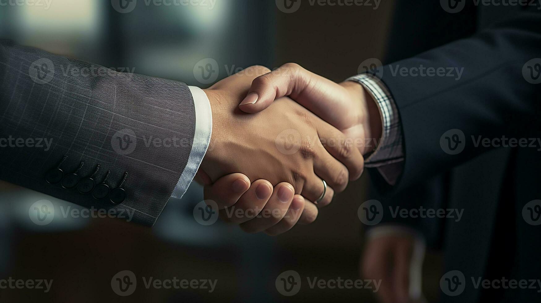 AI generated Handshake between two businessmen signifies successful agreement. Generative AI photo