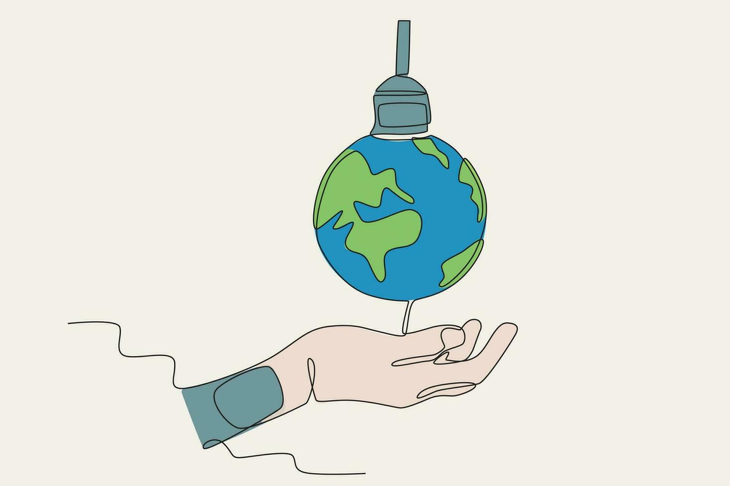 Color illustration saves the earth by turning off the lights vector