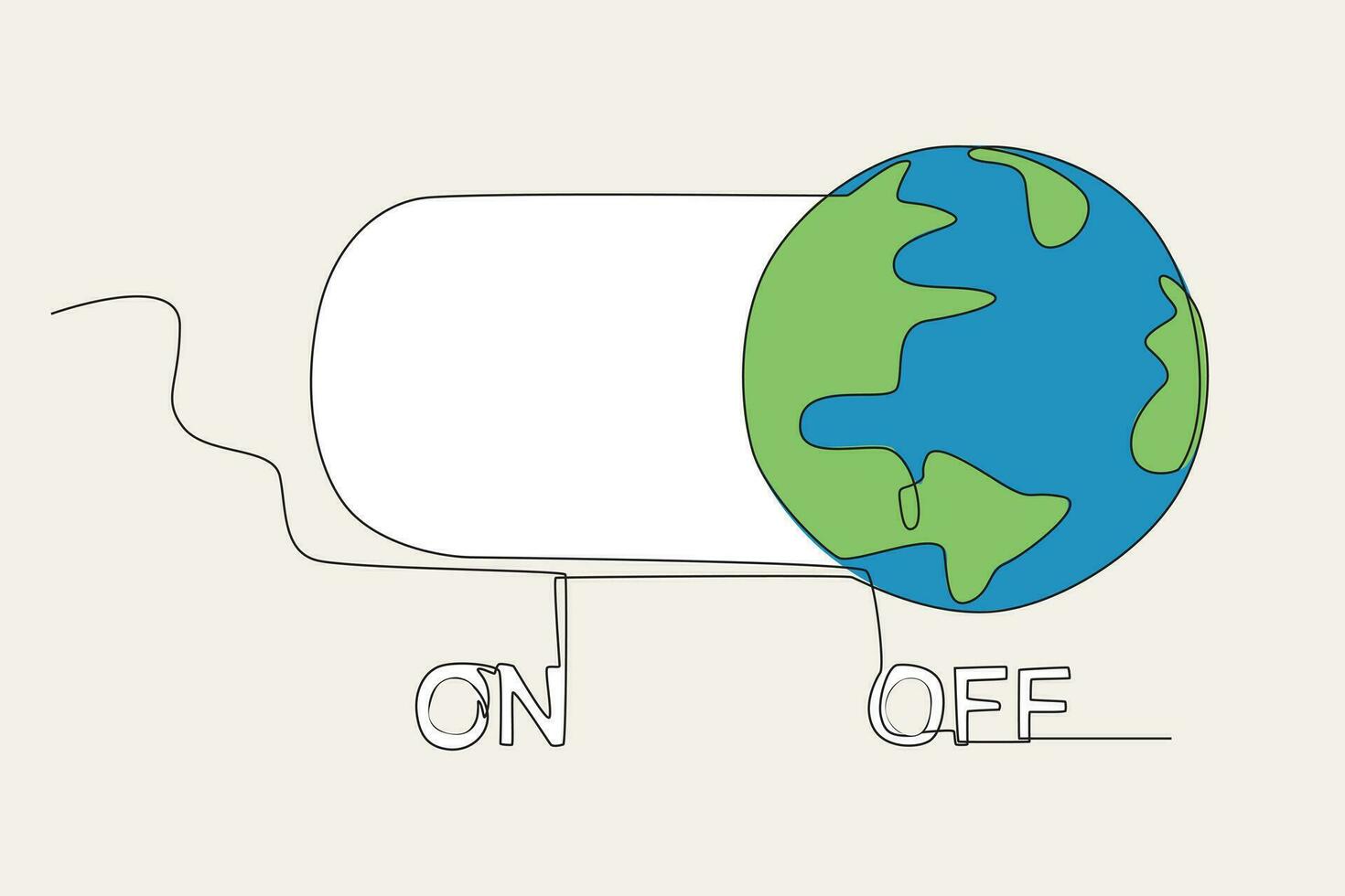 Colored illustration of an earth and a turn-off symbol vector