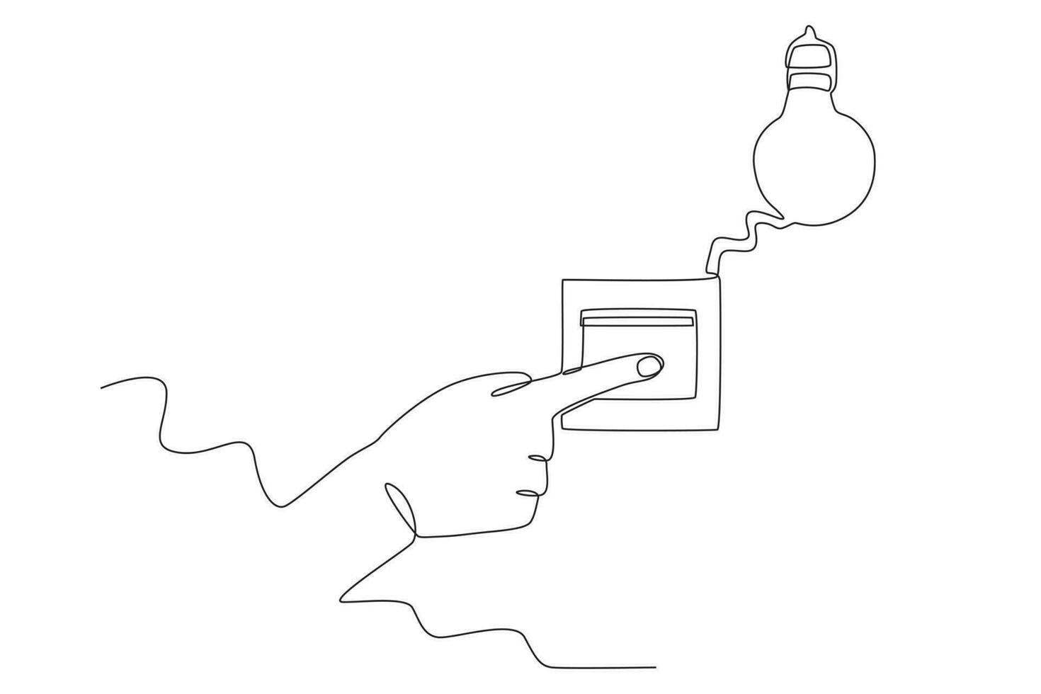 A hand turns off the lamp outlet vector