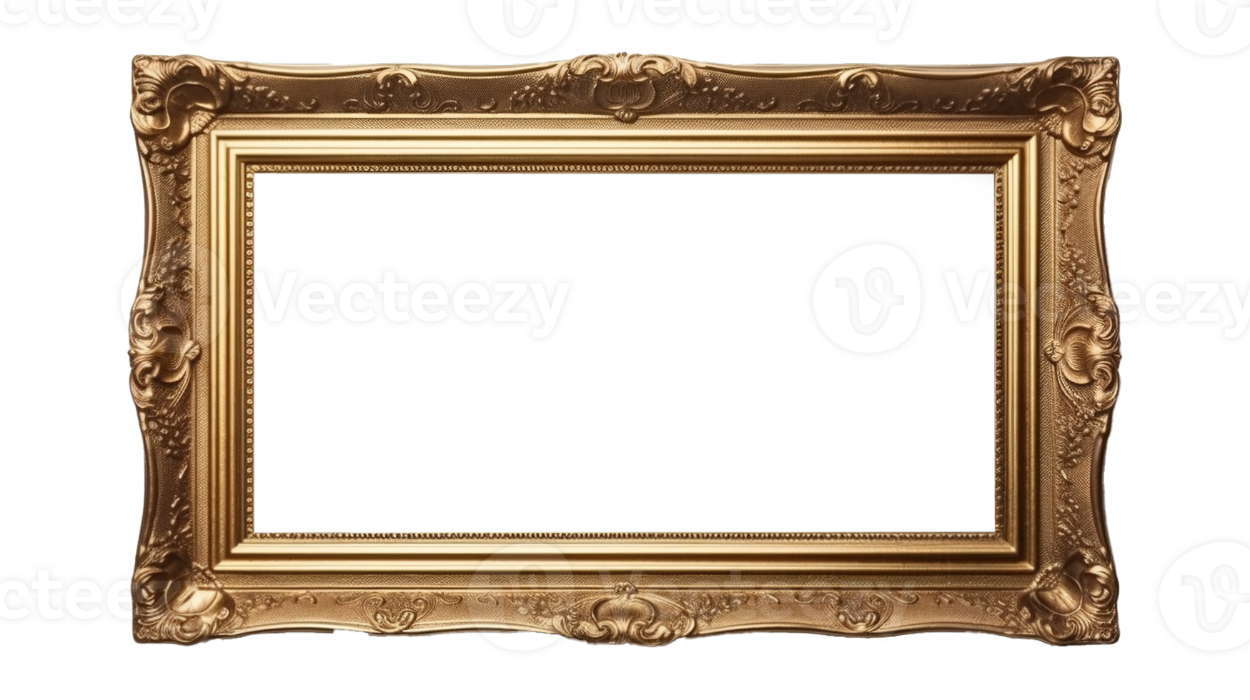 AI generated Antique Picture Frame Isolated on Transparent Background, PNG File