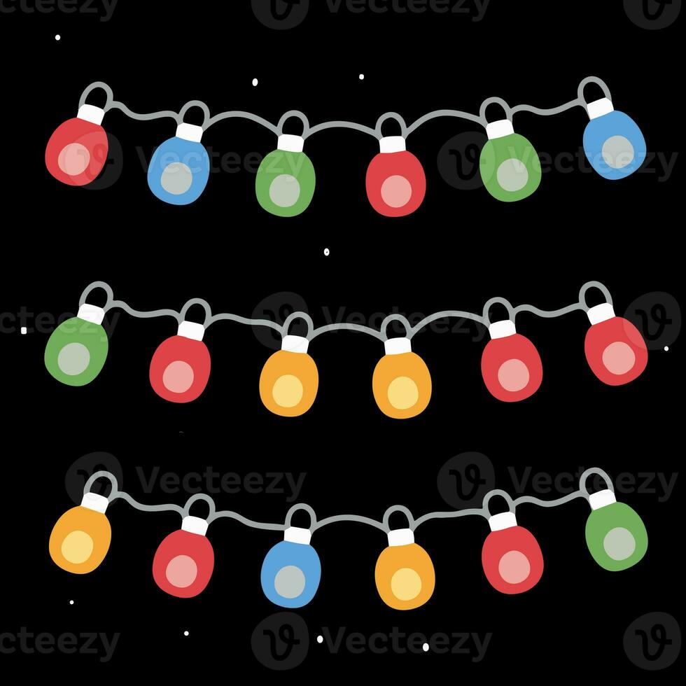 AI generated string of colorful lights, Christmas decoration photo