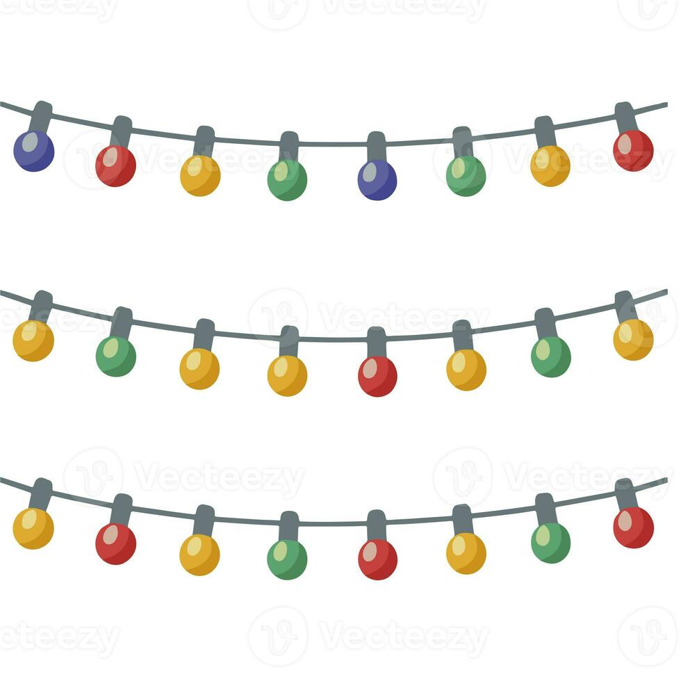 ai generado cuerda de vistoso luces, Navidad decoración foto