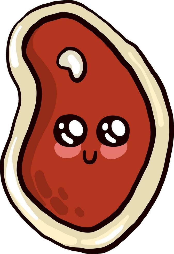 Happy slice of meat, illustration, vector on white background