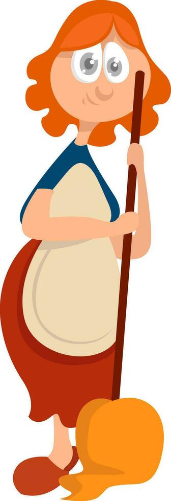 Cleaning lady, illustration, vector on white background