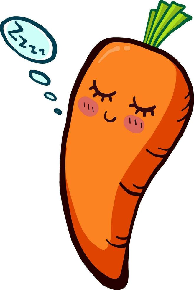 Sleeping carrot, illustration, vector on white background