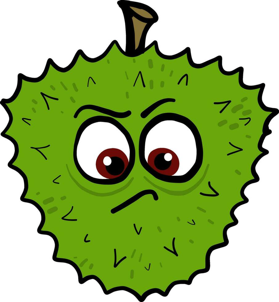 Angry durian, illustration, vector on white background