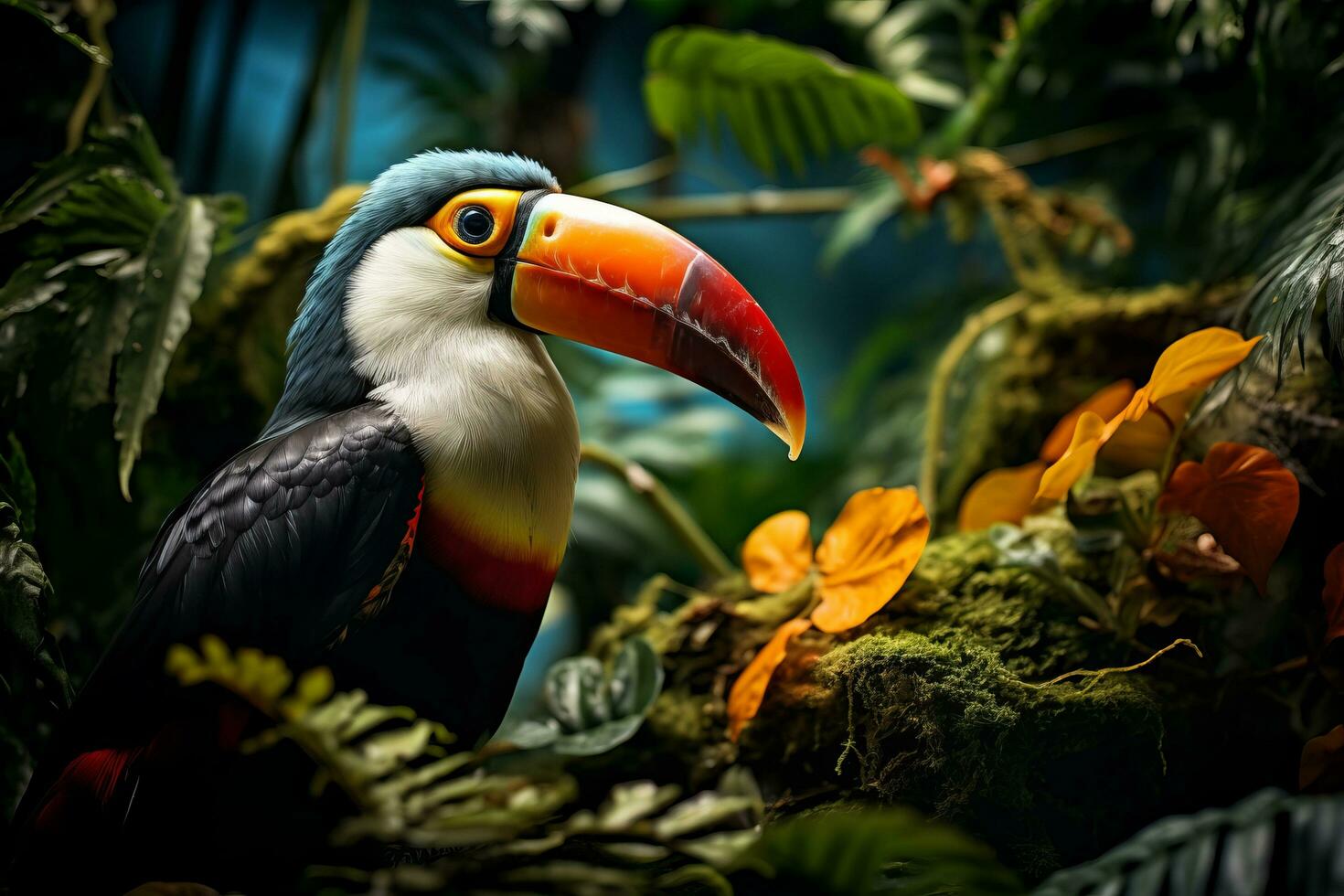 AI generated Toucan Bird in Tropical Jungle photo