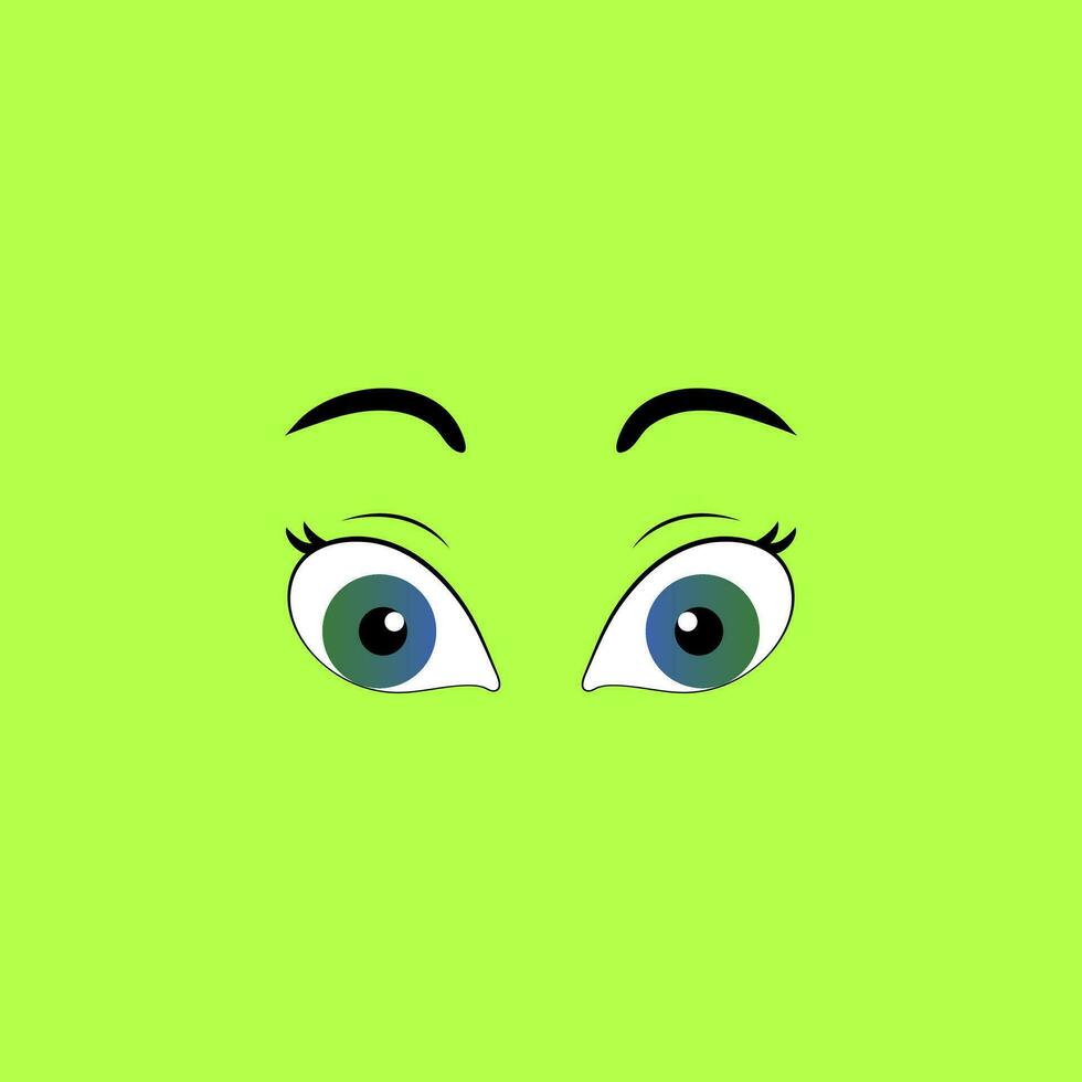 Vector Cartoon eyes. Funny eye expression. Comic facial character caricature. Eye emotion of human, or animal. Isolated illustration.