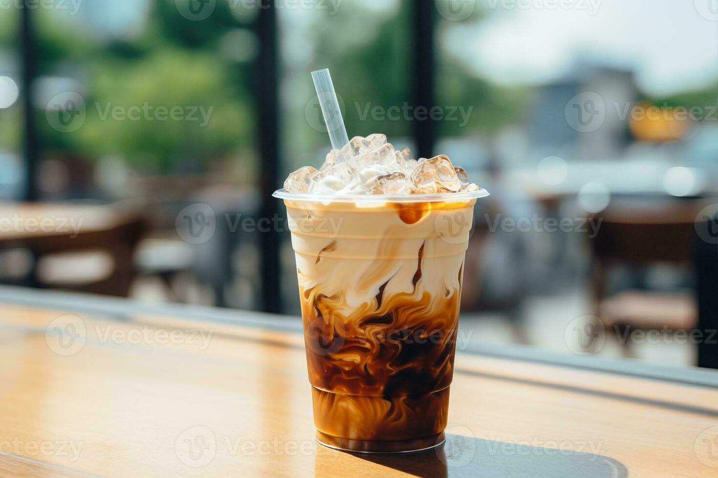 AI generated Iced Coffee with Whipped Cream and Caramel photo