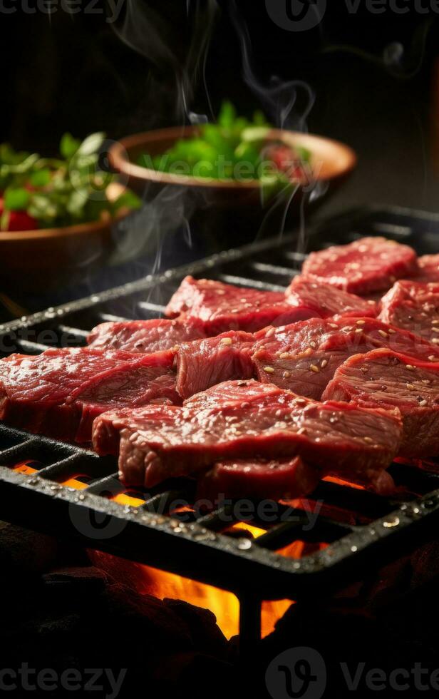 AI generated Sizzling Summer Barbecue with Juicy Steaks photo