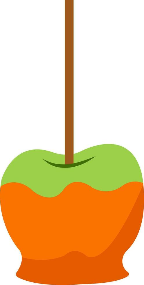 Caramel apple, illustration, vector on white background.