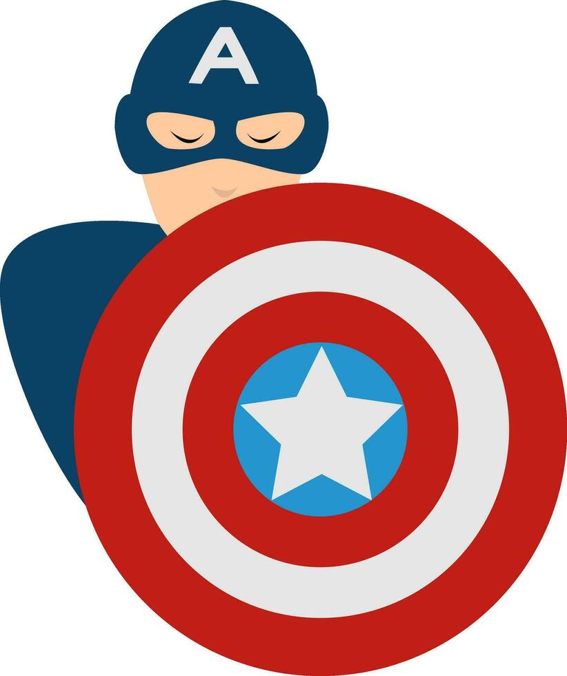 Superhero with shield, illustration, vector on white background.