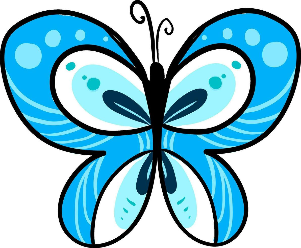 mariposa azul, ilustración, vector sobre fondo blanco.