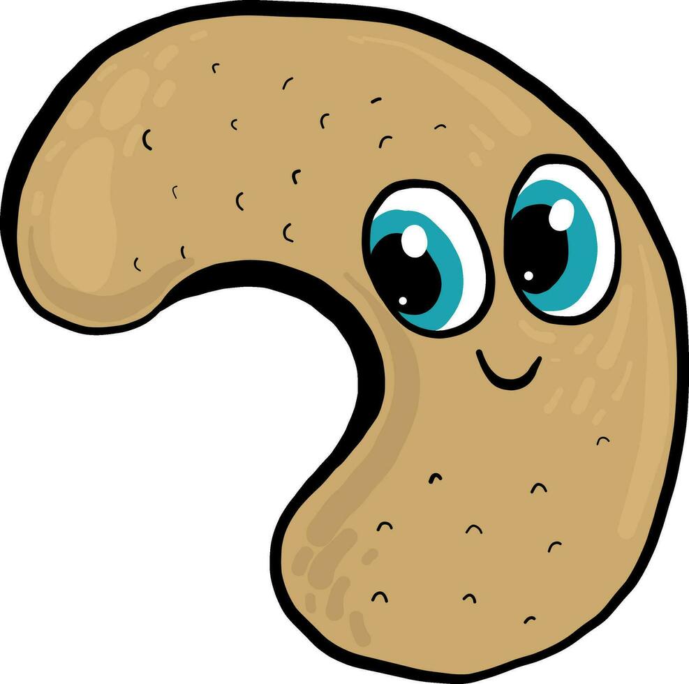 Happy cashew, illustration, vector on white background