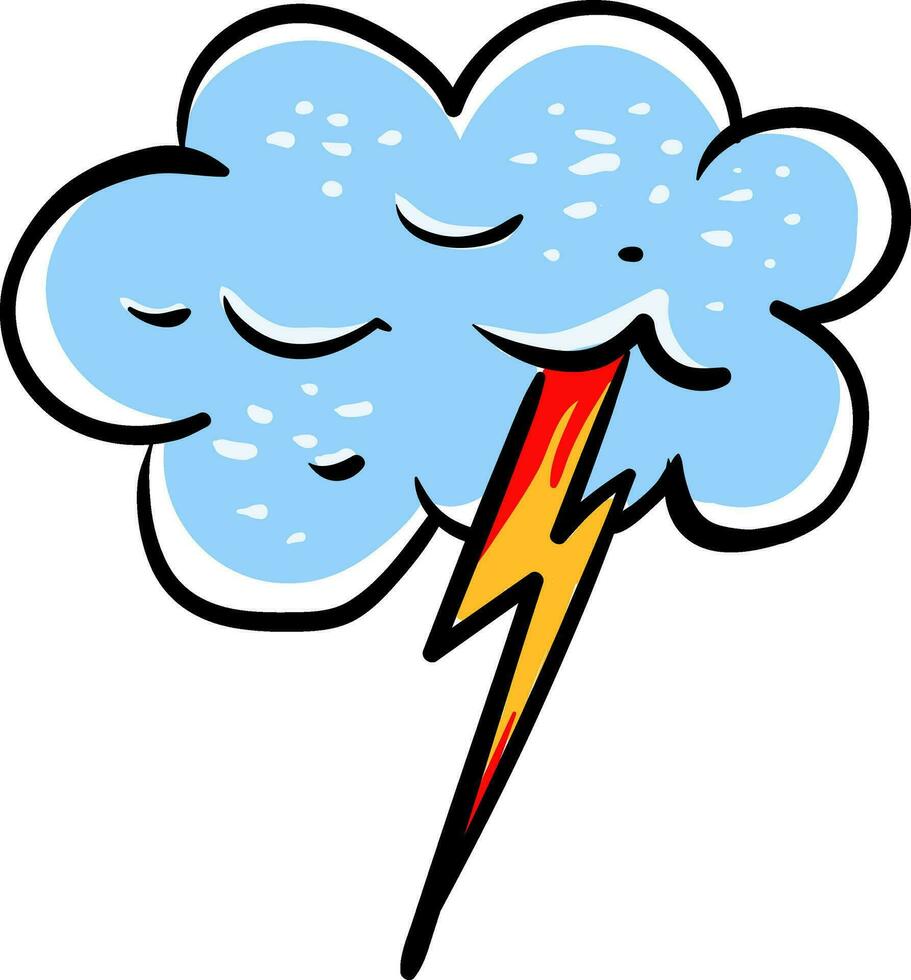 Thunder cloud, illustration, vector on white background.