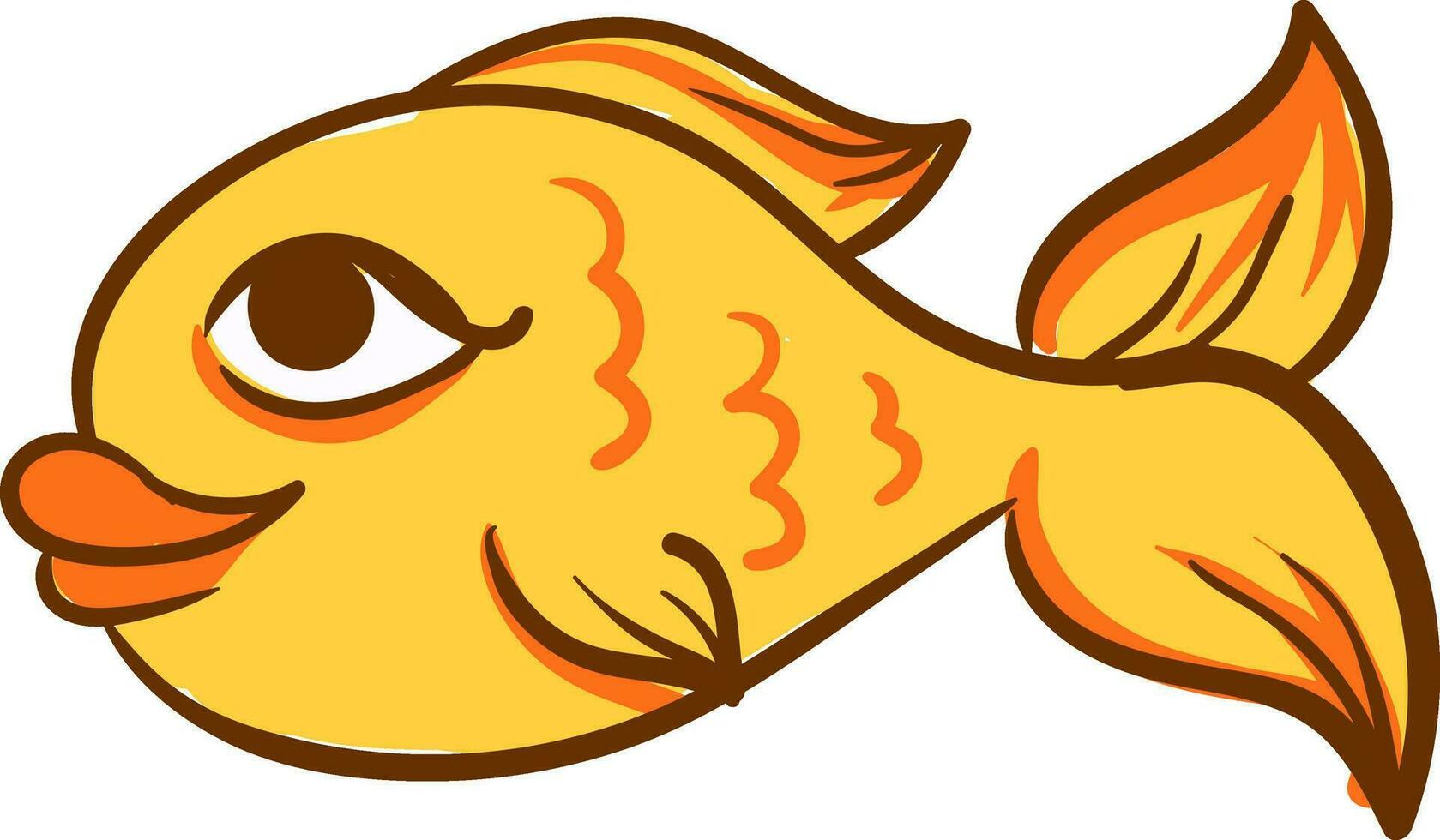 Gold fish, illustration, vector on white background.