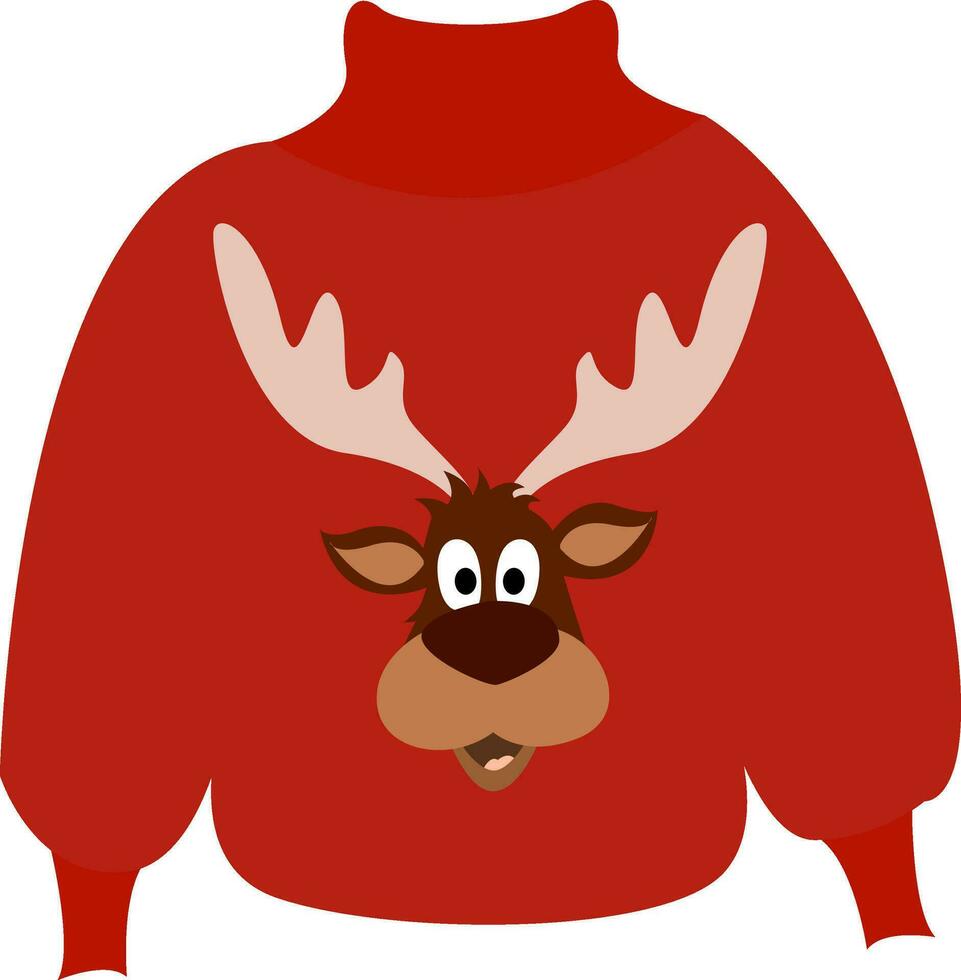 Christmas sweater, illustration, vector on white background.