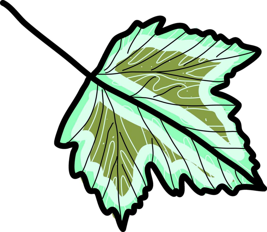 Frozen leaf, illustration, vector on white background.