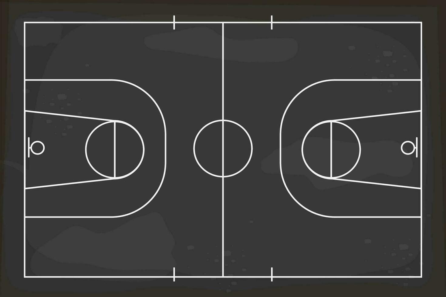 Basketball blackboard with chalk game strategy, coach plan. White lines on board, training, education. Vector illustration