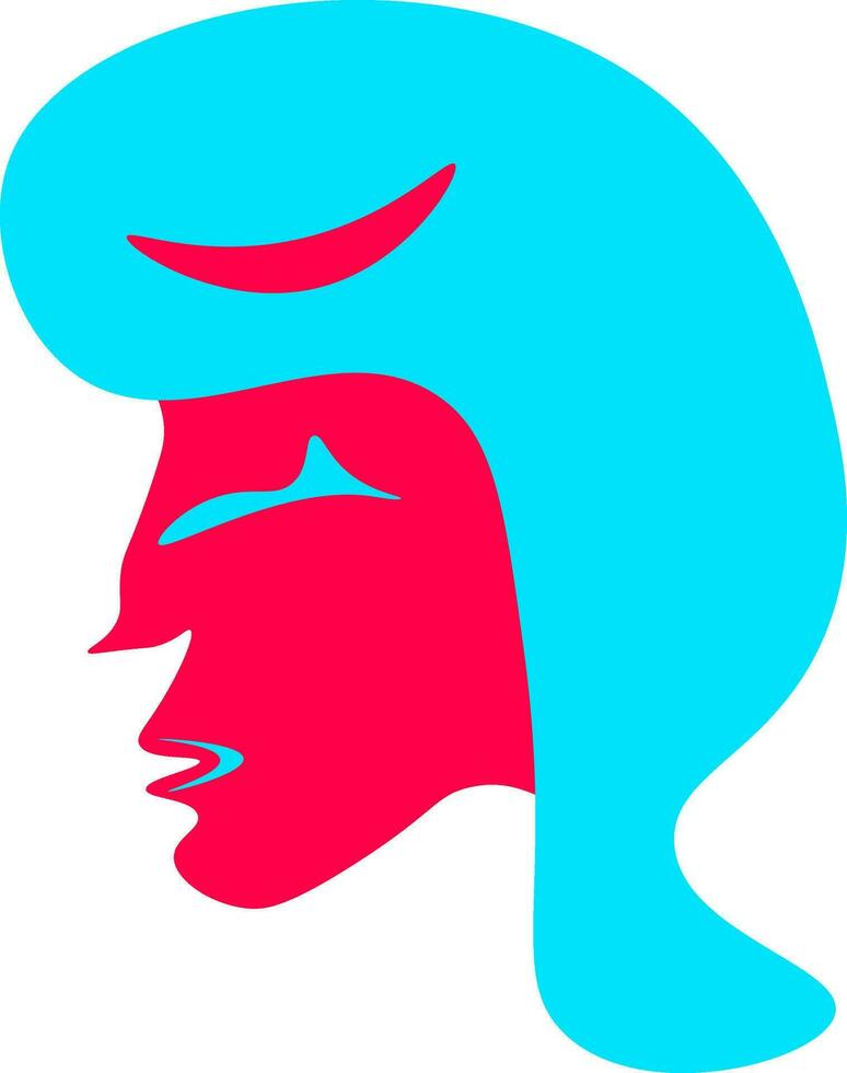 A woman with pink face vector or color illustration