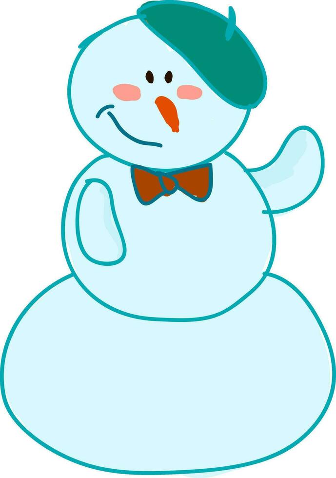 A snowman wearing beret vector or color illustration